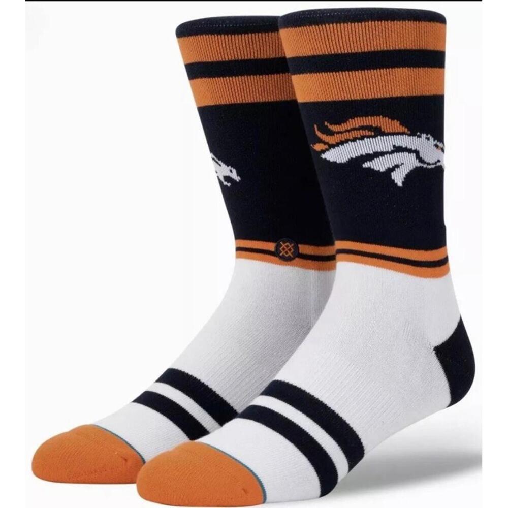 Stance NFL Denver Broncos Sideline Navy Crew Socks Men's Size Large 9-12 NWT